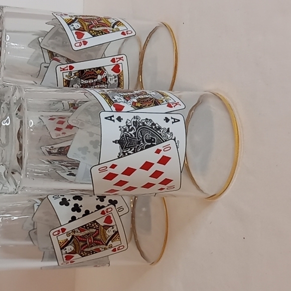 Vintage Pasabahce Set Of 6 Turkish Playing Cards Glass/Barware Gold Rimmed - Picture 6 of 7